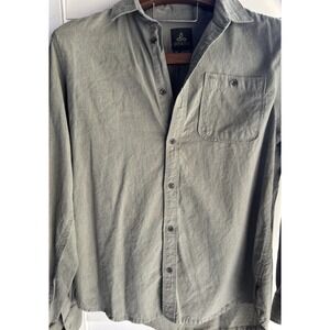 PrAna Men Small Shirt Button Up Long Sleeve Collared Organic Cotton Kale Unisex